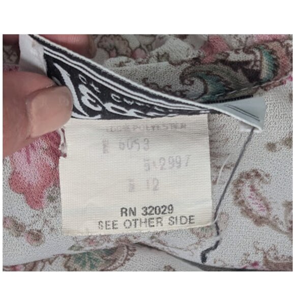 Vintage Teddi of California Floral Blouse | Ruffle Collar Long Sleeve Top *SZ12 - Picture 11 of 11